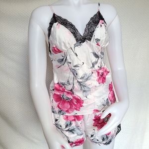 Apt. 9 Pink Floral Black Lace Sleepwear Tank&Short